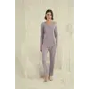 ieg™ Uzun Kollu Boydan Düğmeli V Yaka Pijama Takımı