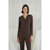 ieg™ Uzun Kollu Boydan Düğmeli V Yaka Pijama Takımı