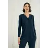ieg™ Uzun Kollu Boydan Düğmeli V Yaka Pijama Takımı