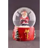 Yılbaşı Süsü Noel Baba Merry Christmas Tasarımlı 9 cm Orta Boy Işıklı Kar Küresi  1B