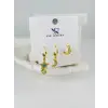 IEG - Zirkon Taşlı Üçlü Kombin Küpe