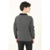 iegiyim™ Çocuk Selanik Yaka Nakışlı Kazak - Gri