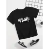iegiyim™ Çocuk Unisex Baskılı T-Shirt - Siyah