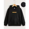 iegiyim™ Çocuk Unisex Kapüşonlu Ön ve Arka Garfield Baskılı Sweatshirt - Siyah