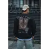 iegiyim™ Erkek 3 iplik Pamuklu Bisiklet Yaka Baskılı SweatShirt - Siyah