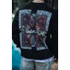 iegiyim™ Erkek 3 iplik pamuklu Bisiklet Yaka Ön ve Arka Baskılı SweatShirt - Siyah
