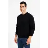 iegiyim™ Erkek 3 İplik Pamuklu Düz Bisiklet Yaka SweatShirt - Siyah