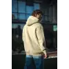 iegiyim™ Erkek 3 İplik Pamuklu Kapüşonlu Basic SweatShirt Hoodie - Bej