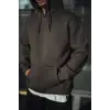 iegiyim™ Erkek 3 İplik Pamuklu Kapüşonlu Basic SweatShirt Hoodie - Füme