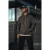 iegiyim™ Erkek 3 İplik Pamuklu Kapüşonlu Basic SweatShirt Hoodie - Füme