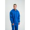 iegiyim™ Erkek Açık Yakalı Oversize 3 İplik Pamuklu Sweatshirt - Mavii