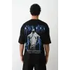 iegiyim™ Erkek Baskılı Oversize  Kısa kol T-Shirt - Siyah