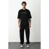 iegiyim™ Erkek Baskılı Oversize  Kısa kol T-Shirt - Siyah