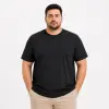 iegiyim™ Erkek Battal Big Size Basic Tişört Bisiklet Yaka Rahat Kalıp T-Shirt - Siyah