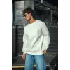iegiyim™ Erkek  Bisiklet Yaka 3 İplik Pamuklu Basic SweatShirt - Beyaz