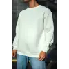 iegiyim™ Erkek  Bisiklet Yaka 3 İplik Pamuklu Basic SweatShirt - Beyaz