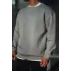 iegiyim™ Erkek Bisiklet Yaka 3 İplik pamuklu Basic SweatShirt - Boyalı Gri