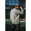 iegiyim™ Erkek Bisiklet Yaka 3 İplik pamuklu Basic SweatShirt - Boyalı Gri