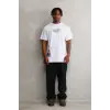 iegiyim™ Erkek Bisiklet Yaka Baskılı Oversize T-Shirt - Beyaz