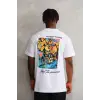 iegiyim™ Erkek Bisiklet Yaka Baskılı Oversize T-Shirt - Beyaz
