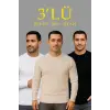 iegiyim™ Erkek Fitilli Triko Kazak 3’lü Set Bej Beyaz Siyah | Kalın Dokuma Pamuklu Regular Fit
