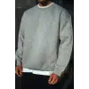 iegiyim™ Erkek Kışlık Bisiklet Yaka 3 İplik Basic SweatShirt - Gri