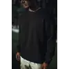 iegiyim™ Erkek pamuklu Bisiklet Yaka 3 İplik Basic SweatShirt - Siyah