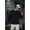 iegiyim™ Erkek pamuklu Bisiklet Yaka 3 İplik Basic SweatShirt - Siyah