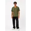 iegiyim™ Erkek V Yaka Basic Tişört Kısa Kol Yazlık Regular Fit T-Shirt - Haki