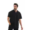 iegiyim™ Erkek Yarım Fermuarlı Düz Oversize T-shirt - Siyah