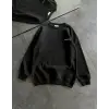 iegiyim™ Kadın 3 iplik Kışlık pamuklu Bisiklet Yaka Oversize Baskılı SweatShirt - Siyah