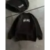 iegiyim™ Kadın 3 İplik Pamuklu Bisiklet Yaka Baskılı SweatShirt - Siyah