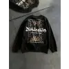 iegiyim™ Kadın 3 İplik Pamuklu Bisiklet Yaka Baskılı SweatShirt - Siyah
