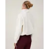 iegiyim™ Kadın 3 İplik Pamuklu Oversize Yarım Fermuarlı Yakalı Basic Sweatshirt - Beyaz