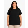 iegiyim™ Kadın Battal Big Size Basic Tişört Bisiklet Yaka Rahat Kalıp T-Shirt - Siyah