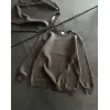 iegiyim™ Kadın Bisiklet Yaka 3 İplik Pamuklu Basic SweatShirt - Füme