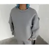 iegiyim™ Kadın Bisiklet Yaka 3 İplik Pamuklu Basic SweatShirt - Gri