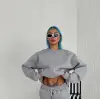 iegiyim™ Kadın Bisiklet Yaka 3 İplik Pamuklu Basic SweatShirt - Gri