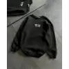 iegiyim™ Kadın Bisiklet Yaka 3 İplik pamuklu Baskılı Oversize SweatShirt - Siyah