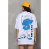 iegiyim™ kadın Bisiklet Yaka Baskılı Oversize T-Shirt - Beyaz