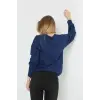 iegiyim™ Kadın Uzun Kol V Yaka Triko Kazak - İndigo