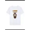 iegiyim™ Kız Labubu Çocuk Baskılı T-Shirt - Beyaz