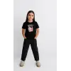 iegiyim™ Kız Labubu Çocuk Baskılı T-Shirt - Siyah
