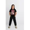 iegiyim™ Kız Labubu Çocuk Baskılı T-Shirt - Siyah