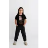 iegiyim™ Kız Labubu Çocuk Baskılı T-Shirt - Siyah