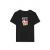 iegiyim™ Kız Labubu Çocuk Baskılı T-Shirt - Siyah