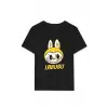 iegiyim™ Kız Labubu Çocuk Baskılı T-Shirt - Siyah