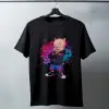 iegiyim™ Porky Pig Graffiti Baskılı Unisex Siyah Oversize Tişört - 24/1 Penye
