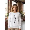 iegiyim™ Sevgililer Günü Özel Bisiklet Yaka Aslan Baskılı Oversize Sweatshirt - Beyaz