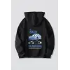 iegiyim™ Sevgililer Günü Özel Kapüşonlu Araba Baskılı Oversize Sweatshirt - Siyah